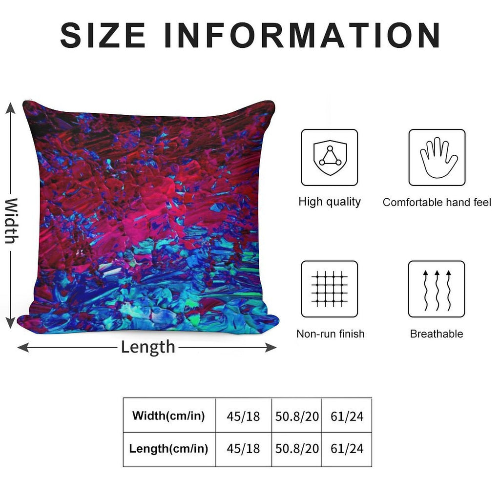 ETERNAL TIDE Bold Rich Colorful Deep Purple Fuchsia Magenta Turquoise Royal Blue Ombre Waves Abstract Acrylic Painting Soft Hidden Zipper Throw Pillow