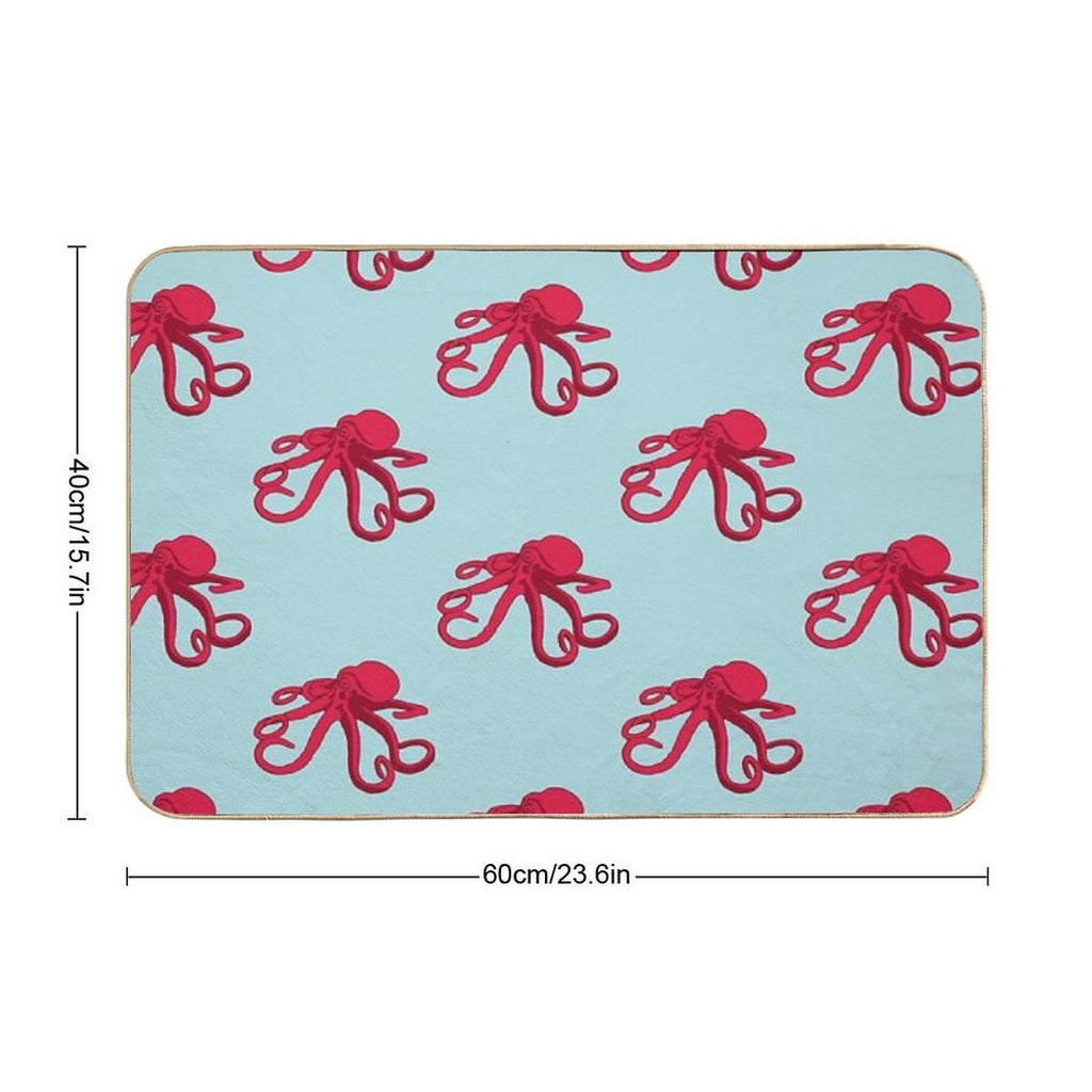 Red Octopus  Absorbent Bath Mat