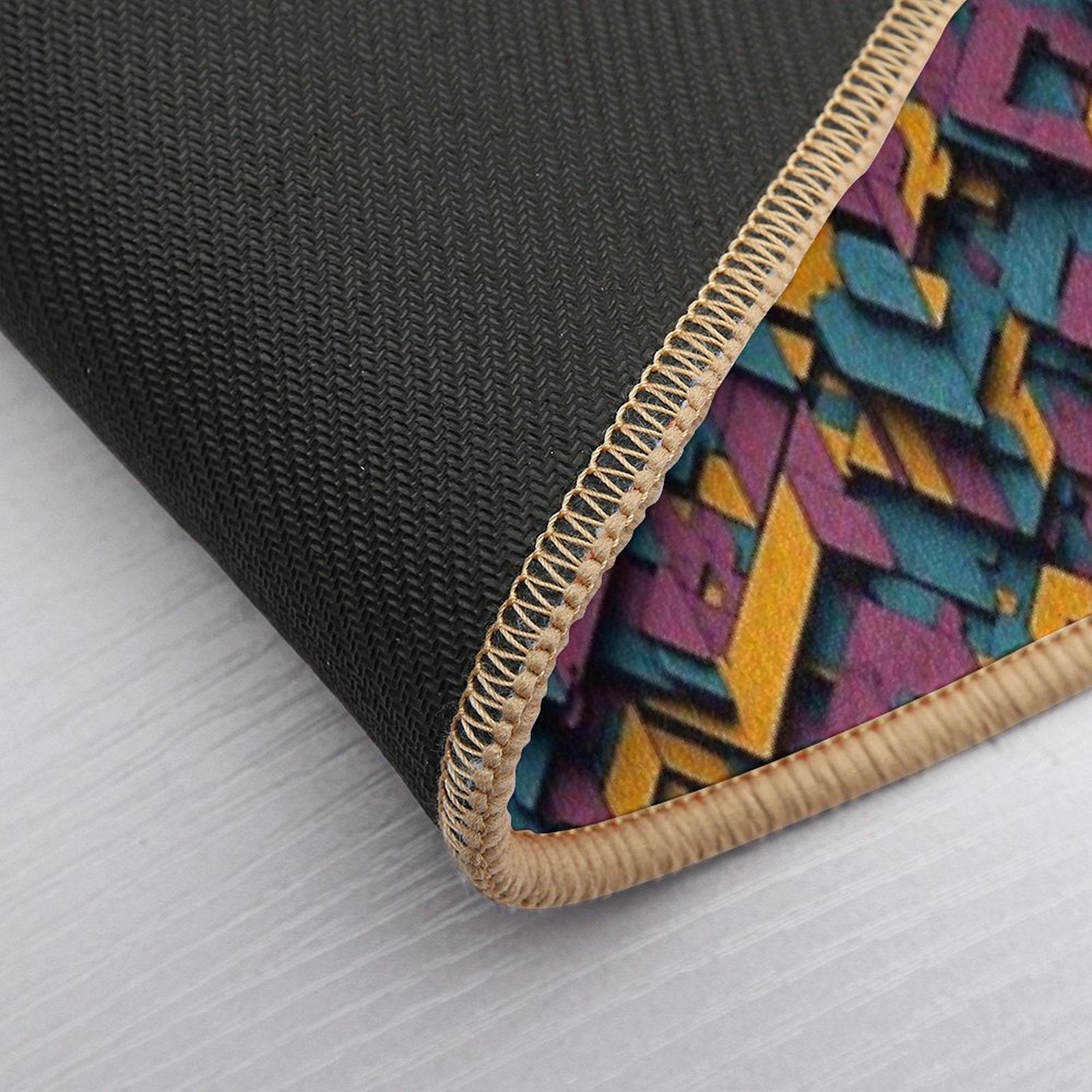Retro-Inspired Geometric Blocks  Easy Maintenance Bath Mat