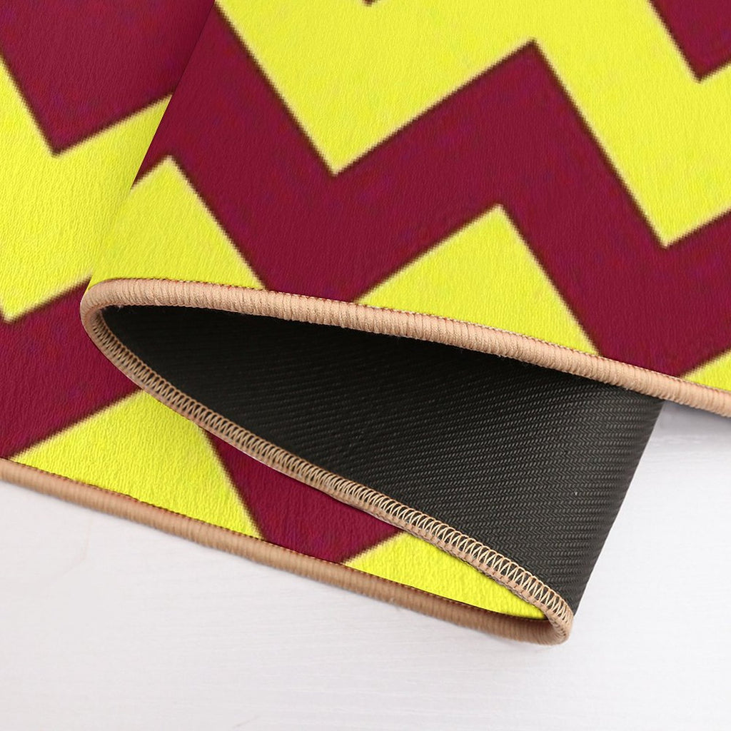 Electric Yellow And Burgundy Red Horizontal Zigzags  Versatile Bath Mat