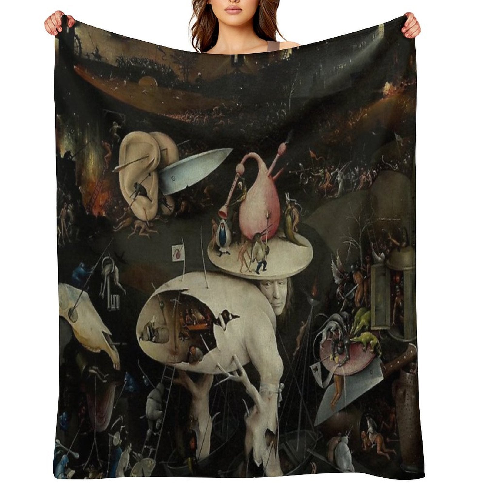 Hell, The Garden of Earthly Delights - Hieronymus Bosch Travel-friendly Throw Blanket