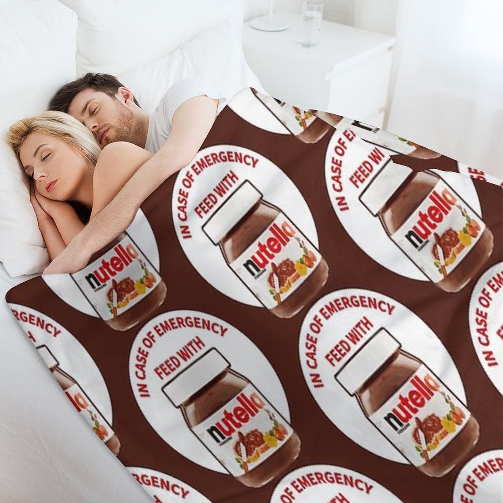 In Case Of Emergency Feed With Nutella Wrinkle-free Throw Blanket
