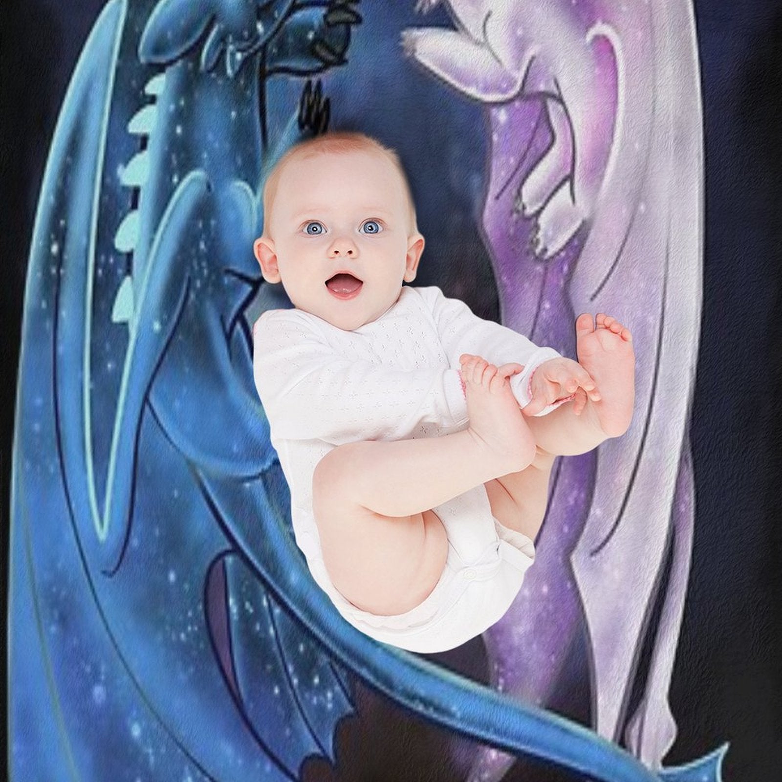 Dragon Heart - Starry Dragons - Toothless And Light Fury Machine-washable Throw Blanket