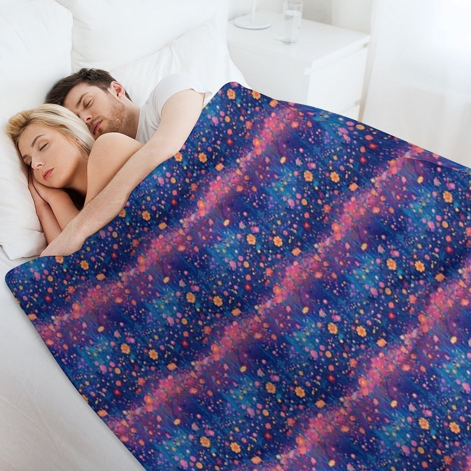 Field of Neon Cosmic Wildflowers Versatility Throw Blanket
