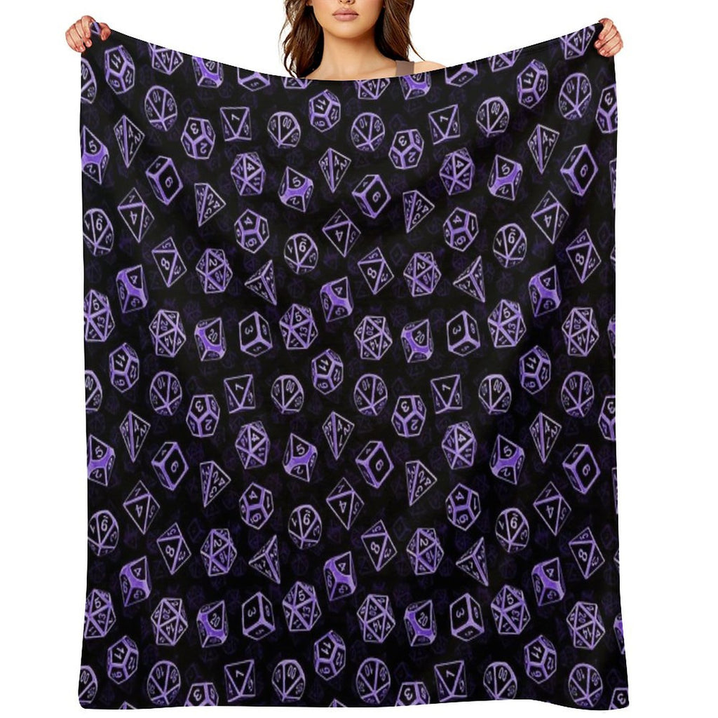 D20 Dice Set Pattern (Purple) All-season Throw Blanket