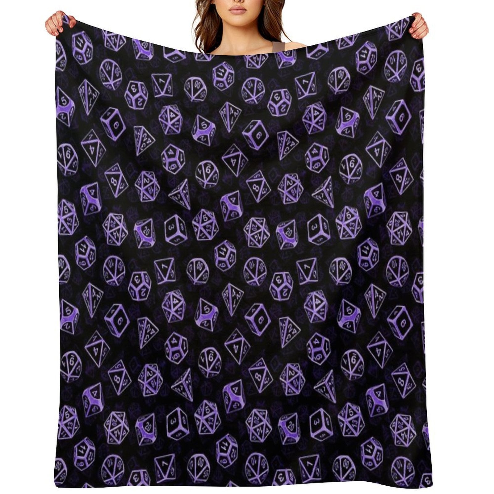 D20 Dice Set Pattern (Purple) All-season Throw Blanket