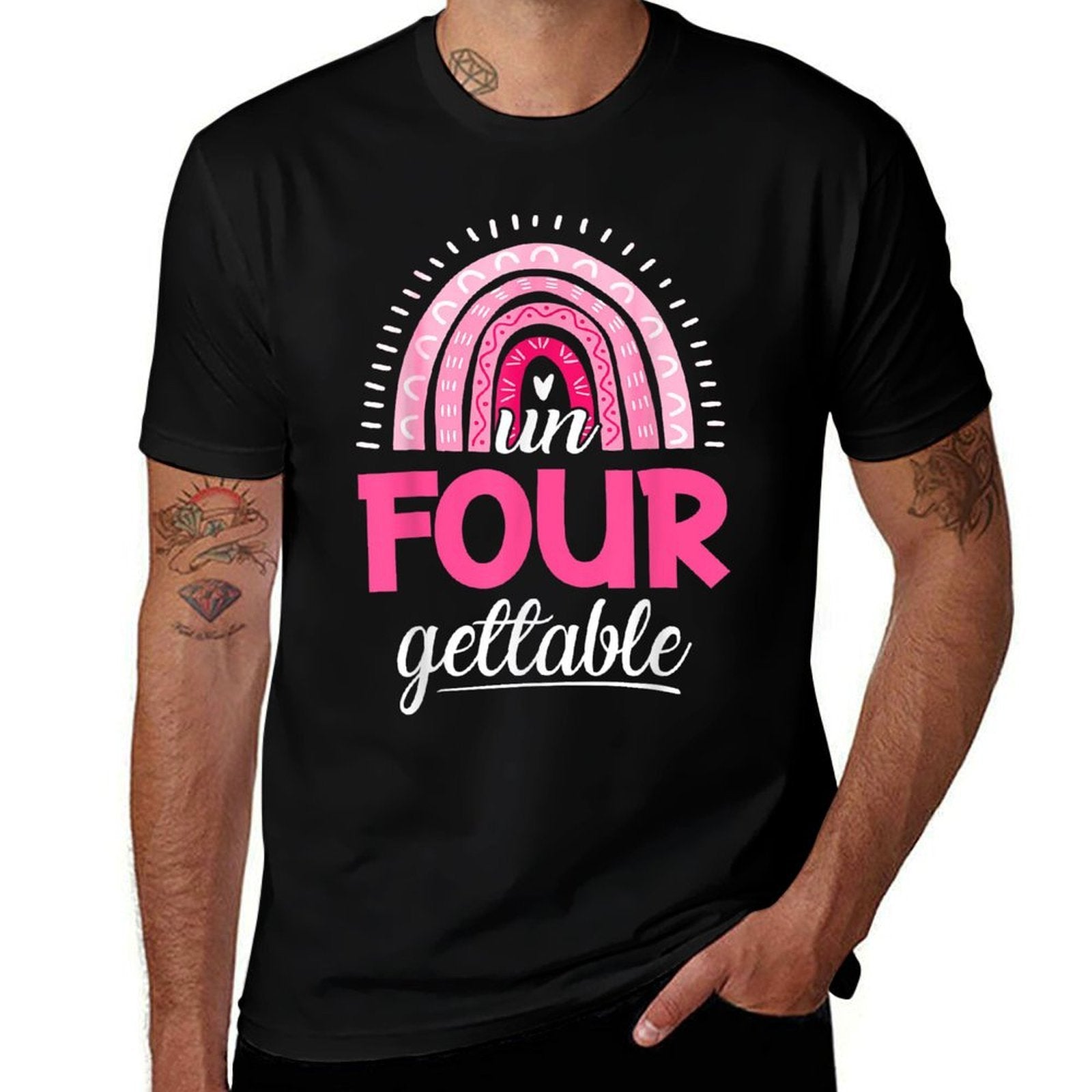 Un Four Gettable Birthday 4 Year Old Rainbow 4th Bday  Polyester Blend T-Shirt