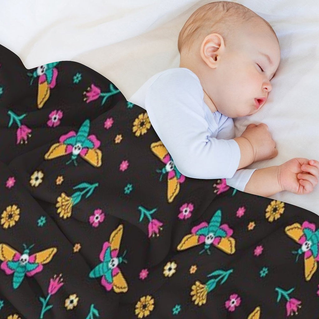 Death's Head Butterflies And Flowers Multi-functional Throw Blanket