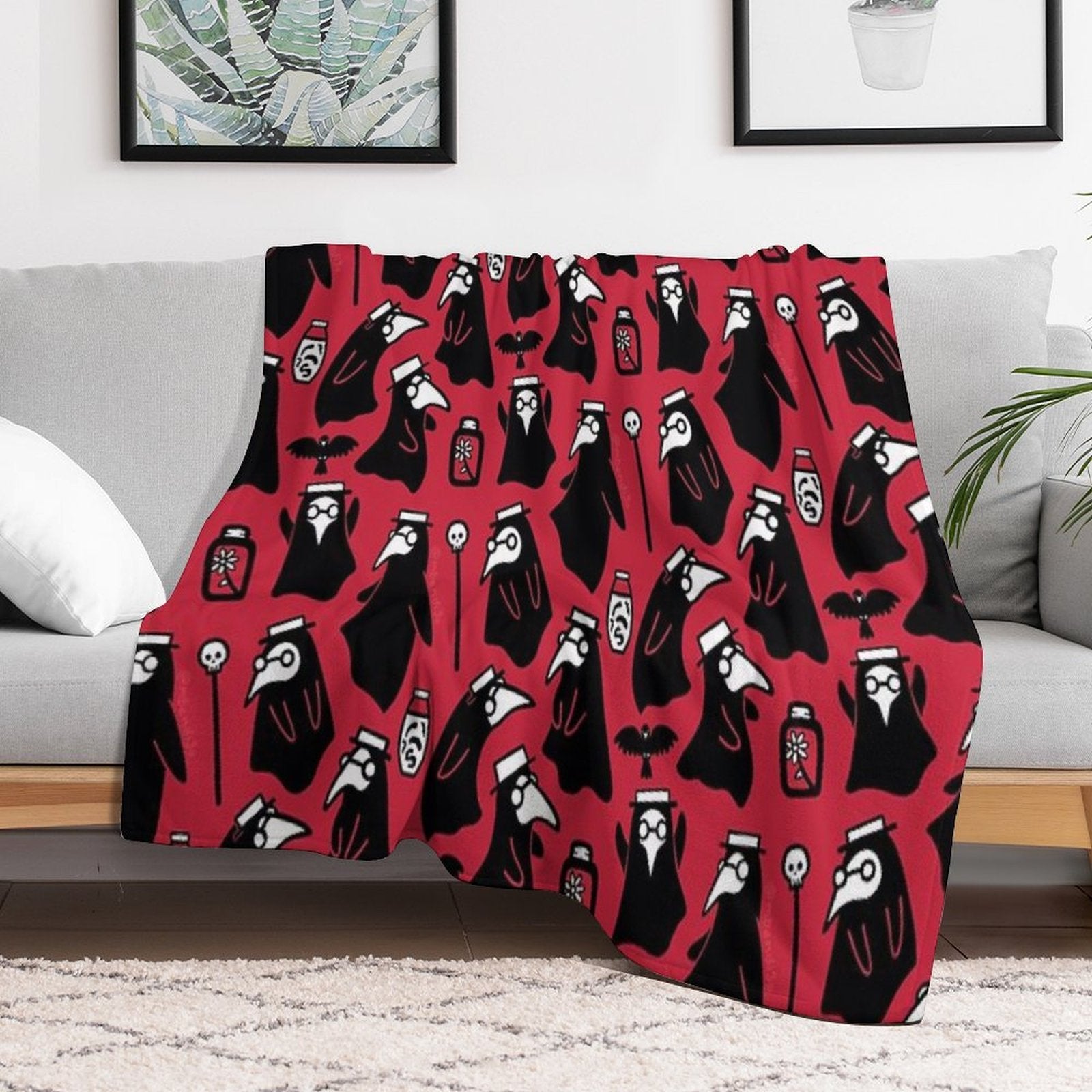 Plague Doctors Plush Throw Blanket