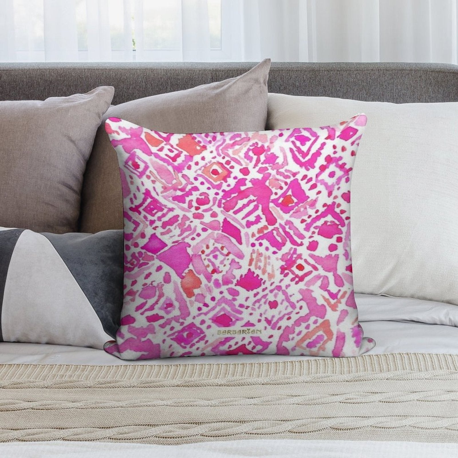 Cute Geometric Pink Soft Ultra-Soft Texture Throw Pillow