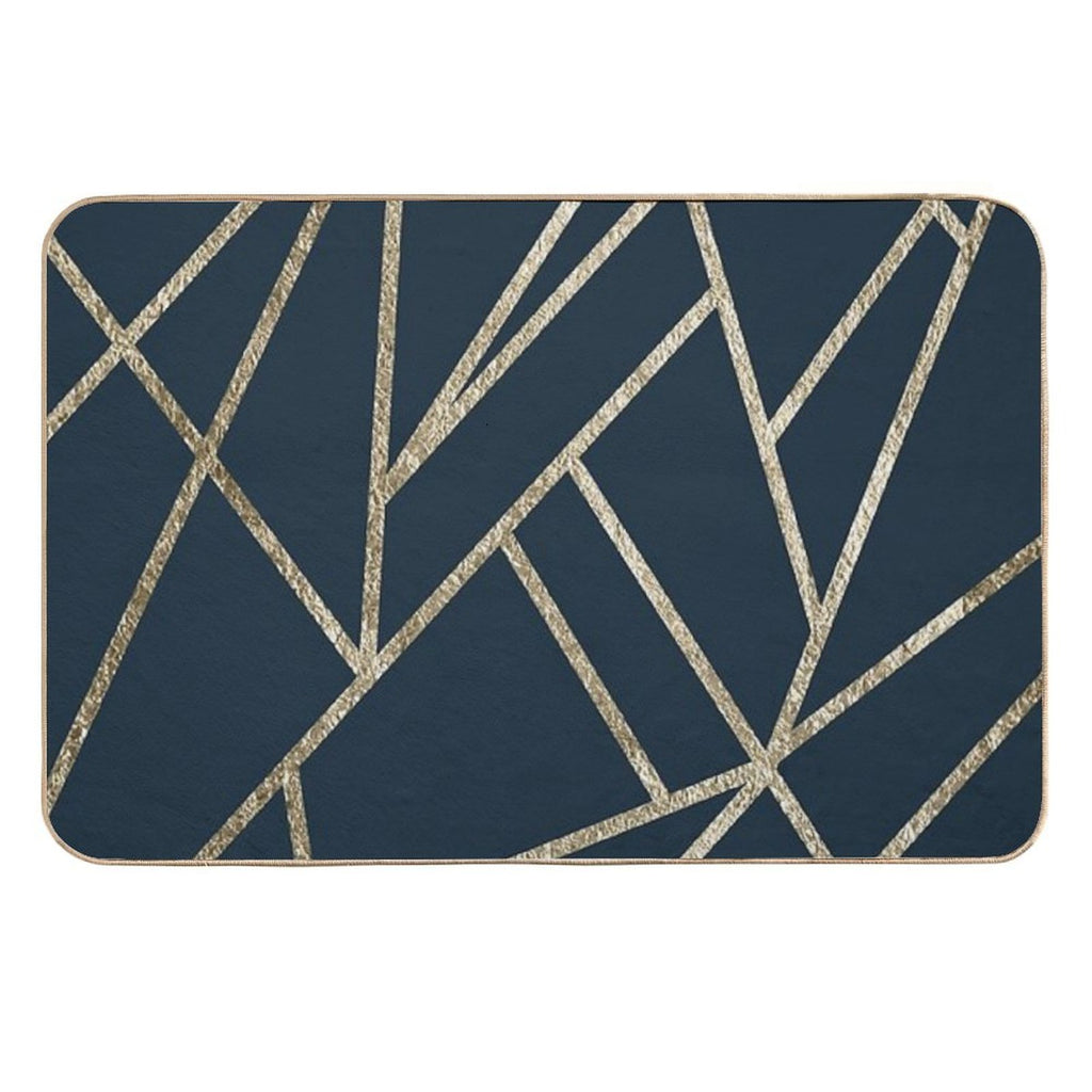 Classic Dark Blue Gold Geo #1 #geometric #decor #art  High-Traffic Bath Mat