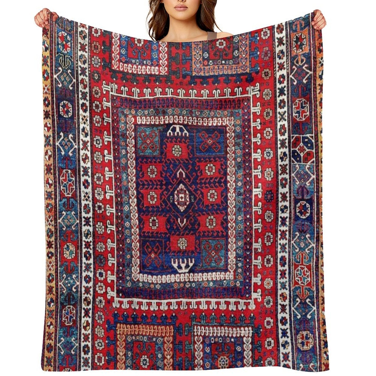 Karakecili Bergama Northwest Anatolian Rug Print Anti-pilling Throw Blanket