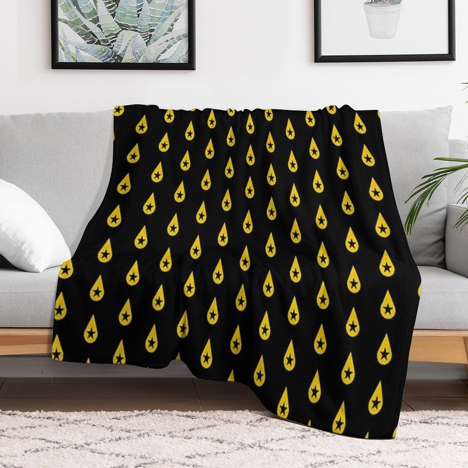 Found Heaven Black Star Shrink-resistant Throw Blanket