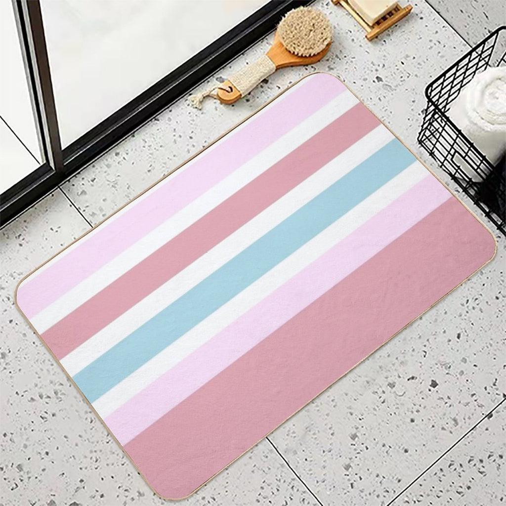 Strawberry And Blue Gum Stripes Durable Bath Mat