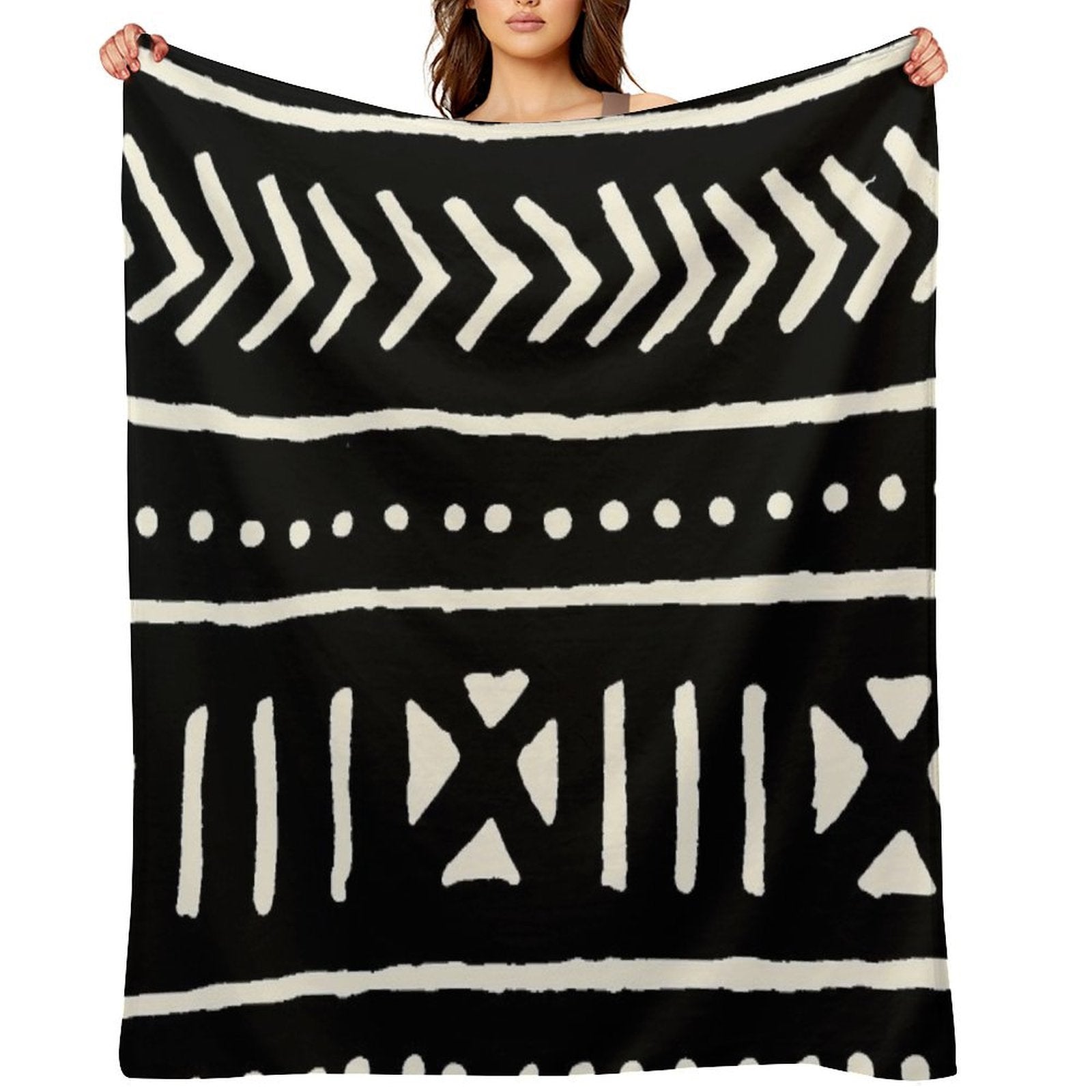 African Mud Cloth Black And White Comfort Throw Blanket