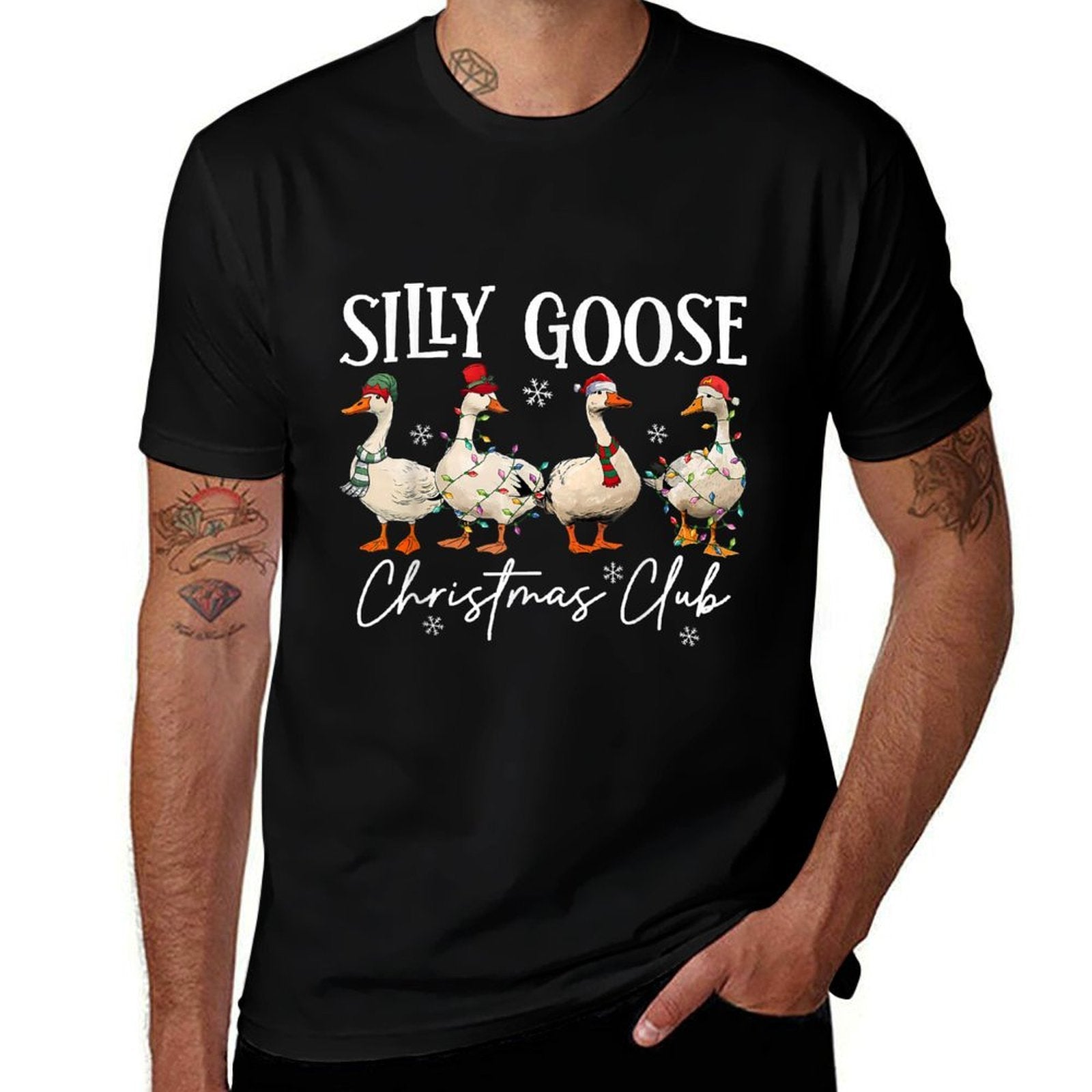 Silly Goose Christmas Club Funny Christmas Lights Goose Crew  Moisture-wicking T-Shirt