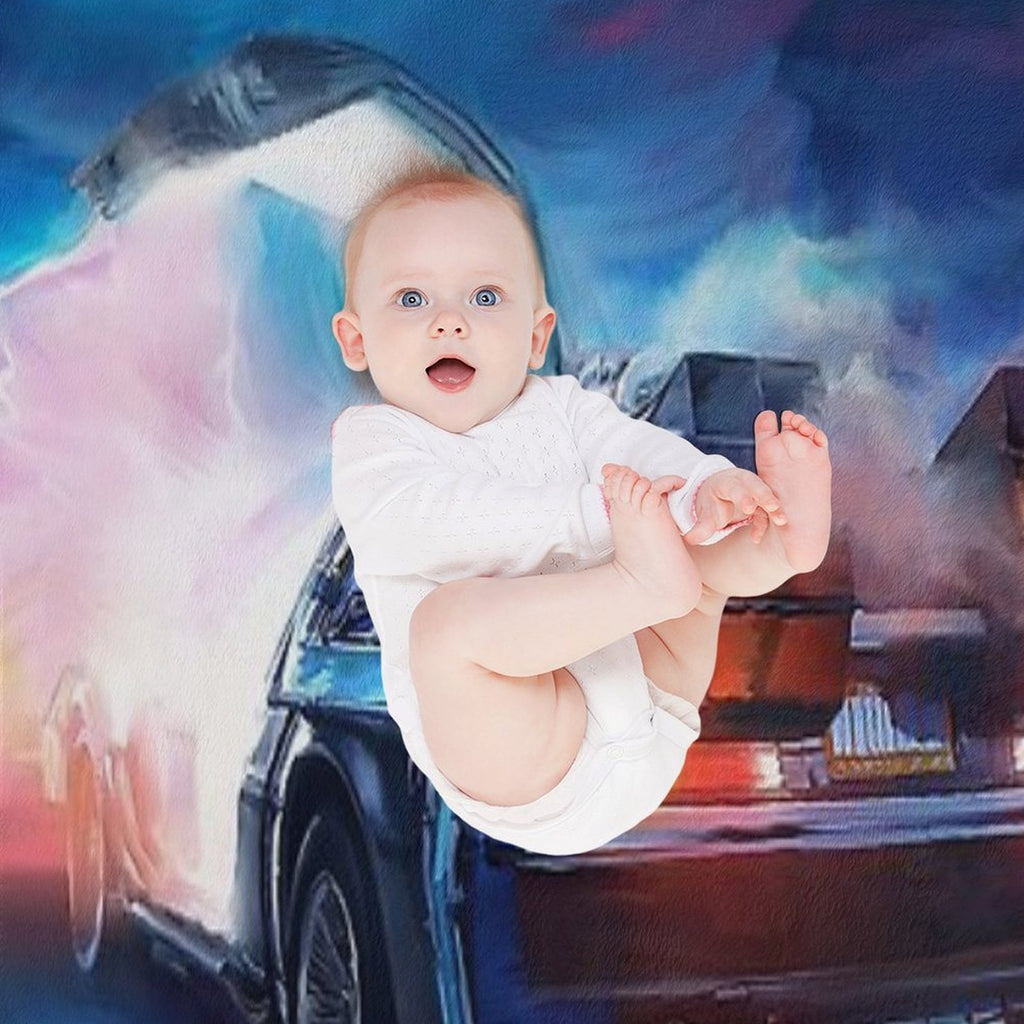 Back to The Future Delorean Time Machine Sustainable Throw Blanket