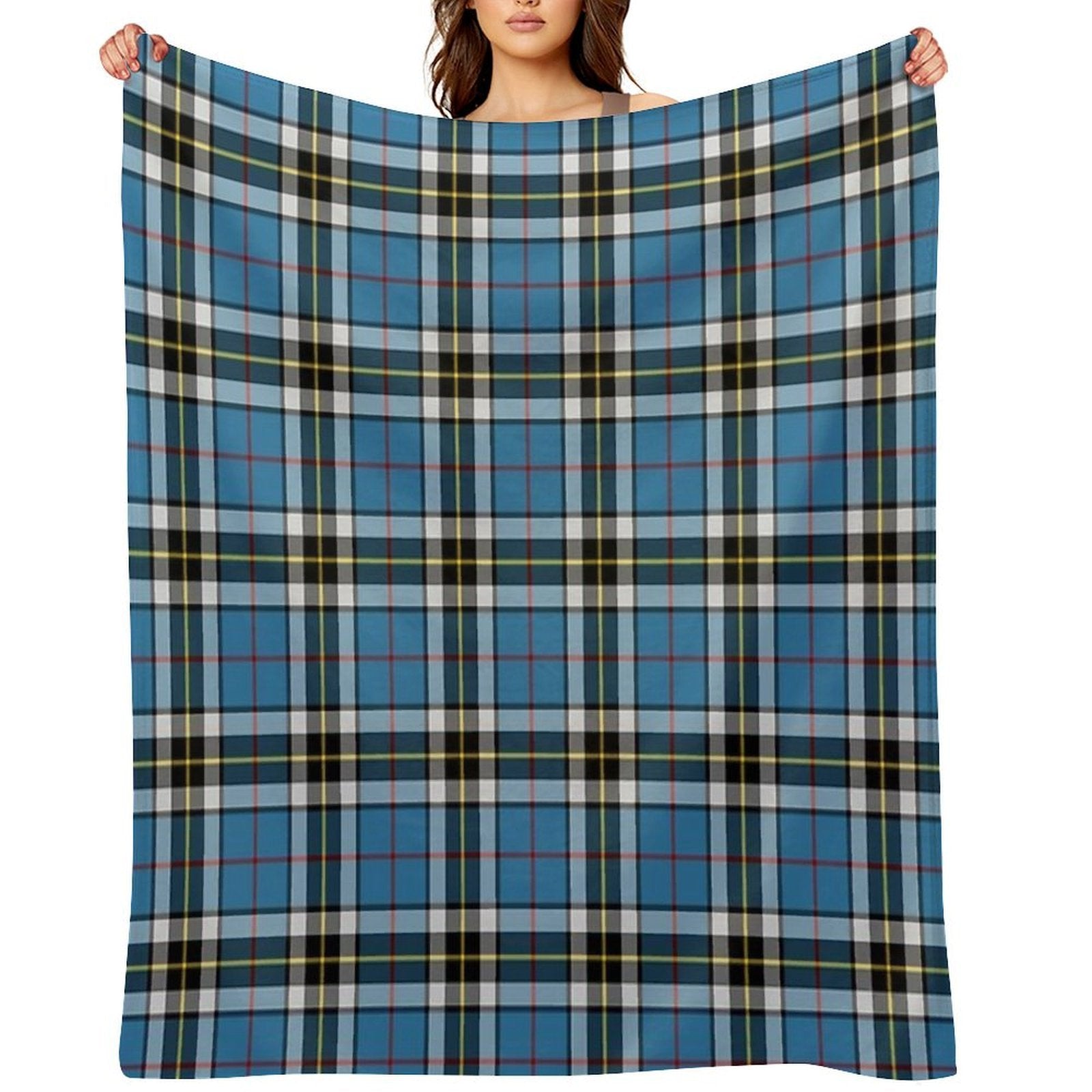 Thompson Blue Dress Tartan  Clan Thomson  Cute Tartan Plush Throw Blanket