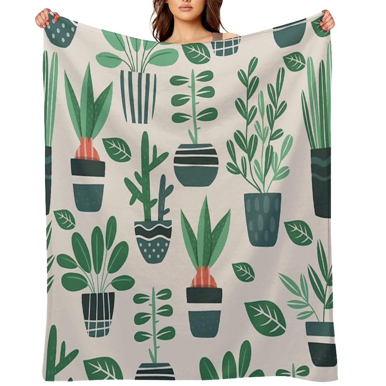 Potted Plants Easy Care Throw Blanket