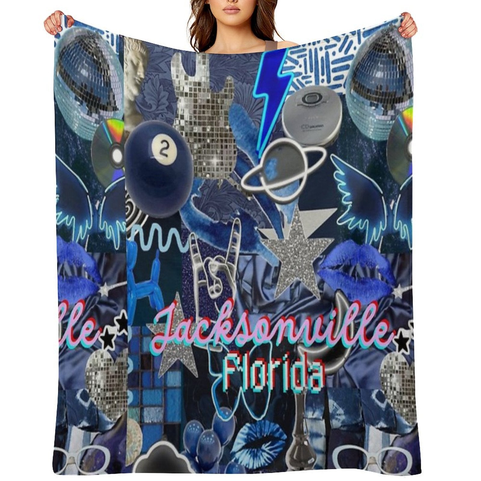 Jacksonville Florida COLLAGE Velvety-soft Throw Blanket