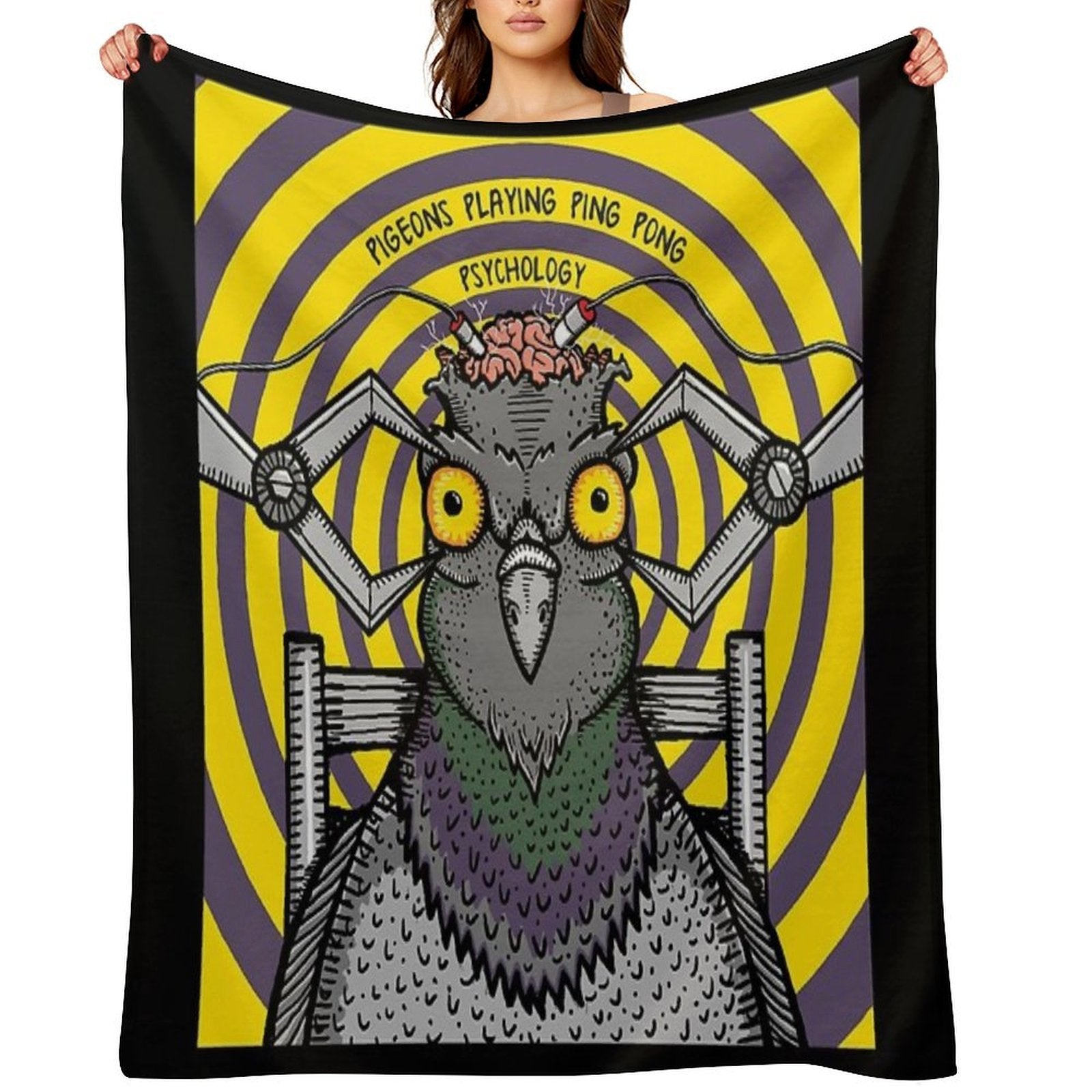 Psychology by Pigeons Playing Ping Pong Sustainable Throw Blanket