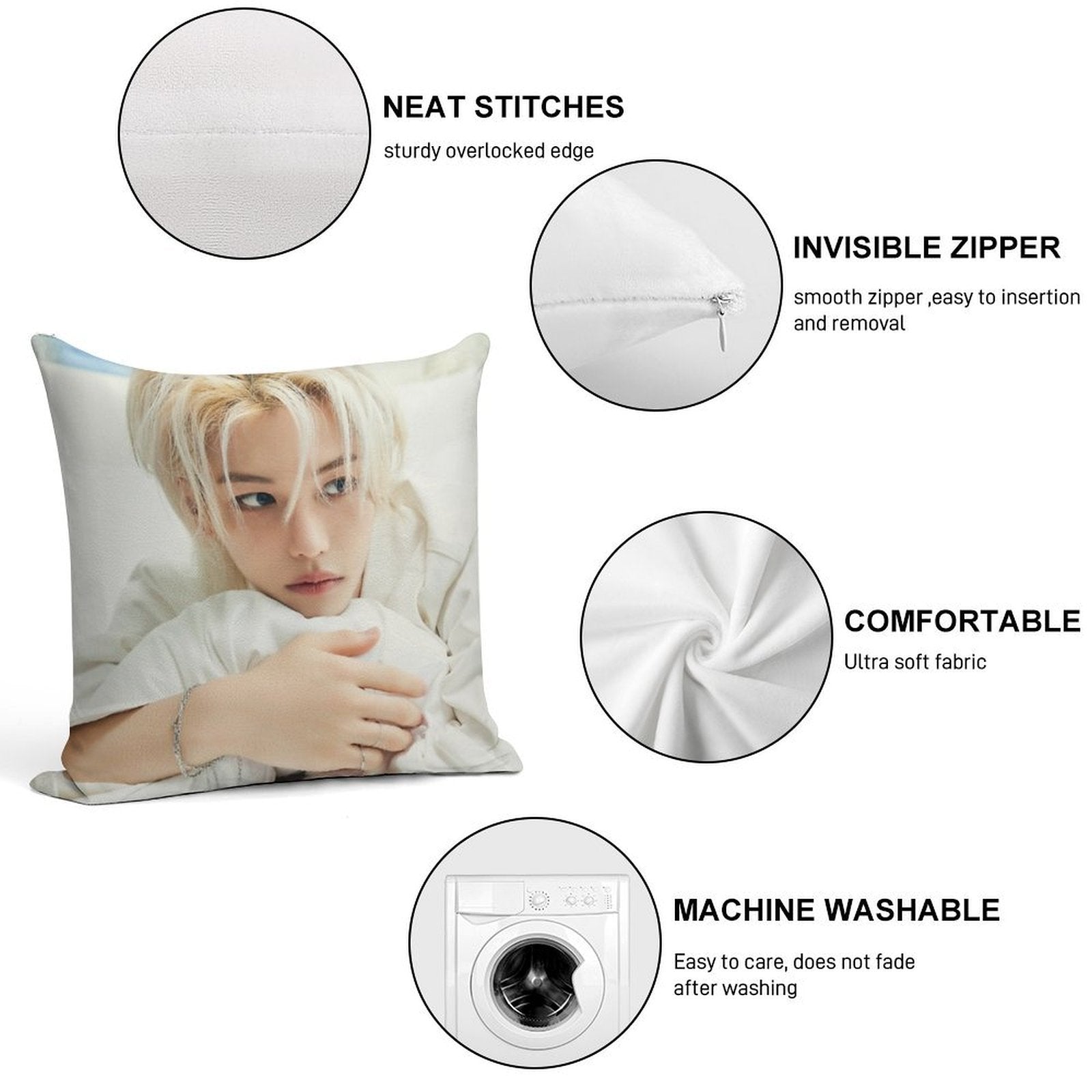Lee Felix       Stray Kids - 2024 Season's Greetings 'Perfect Day with SKZ' (Teaser Images - Individual) Soft Reinforced Edging Throw Pillow