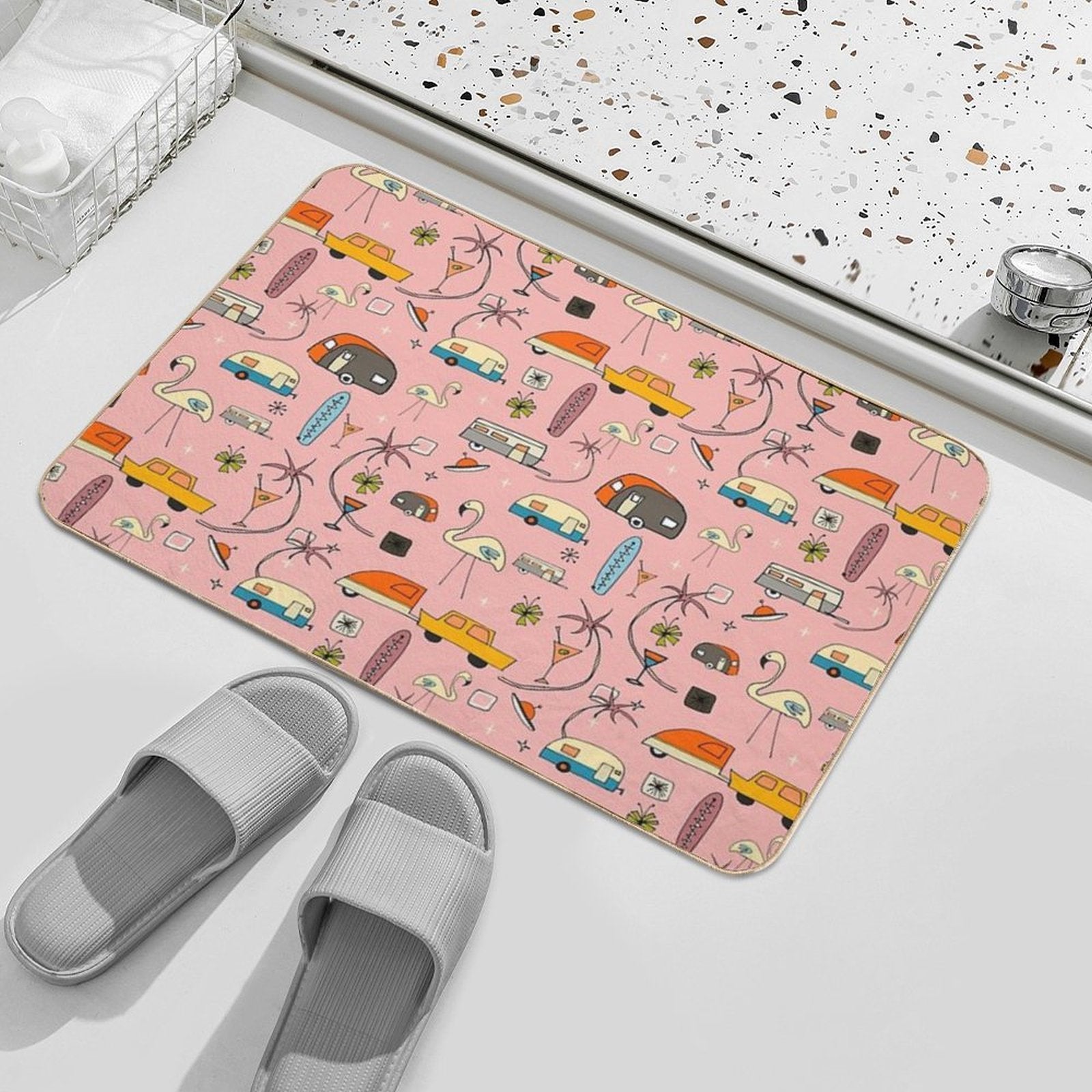 Vintage Kitsch Pink #midcentury  Easy Maintenance Bath Mat