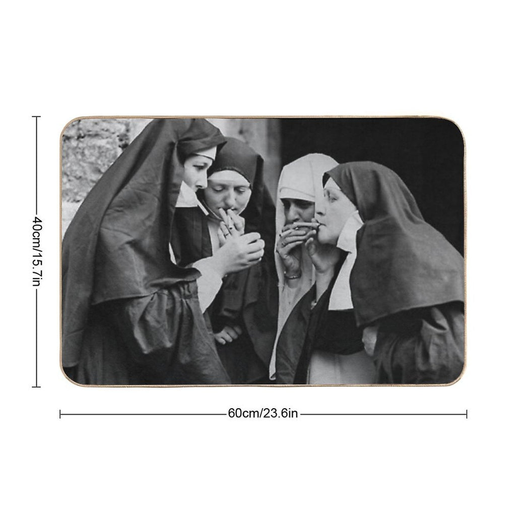 Nuns Smoking Poster Classic  Absorbent Bath Mat