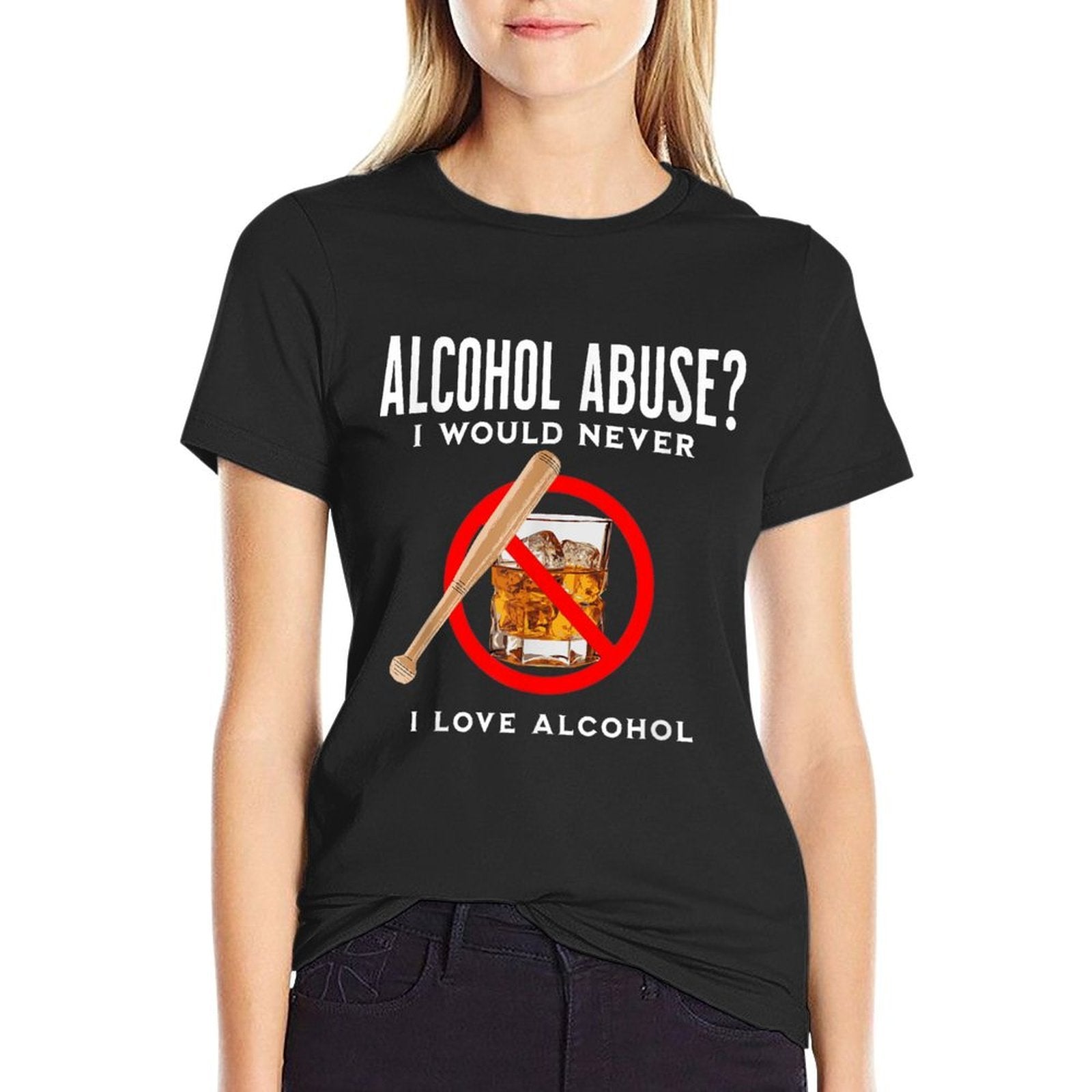 Alcohol Abuser  Funny Drinking Design, Adult Humor Graphic  Trendy Pattern T-Shirt