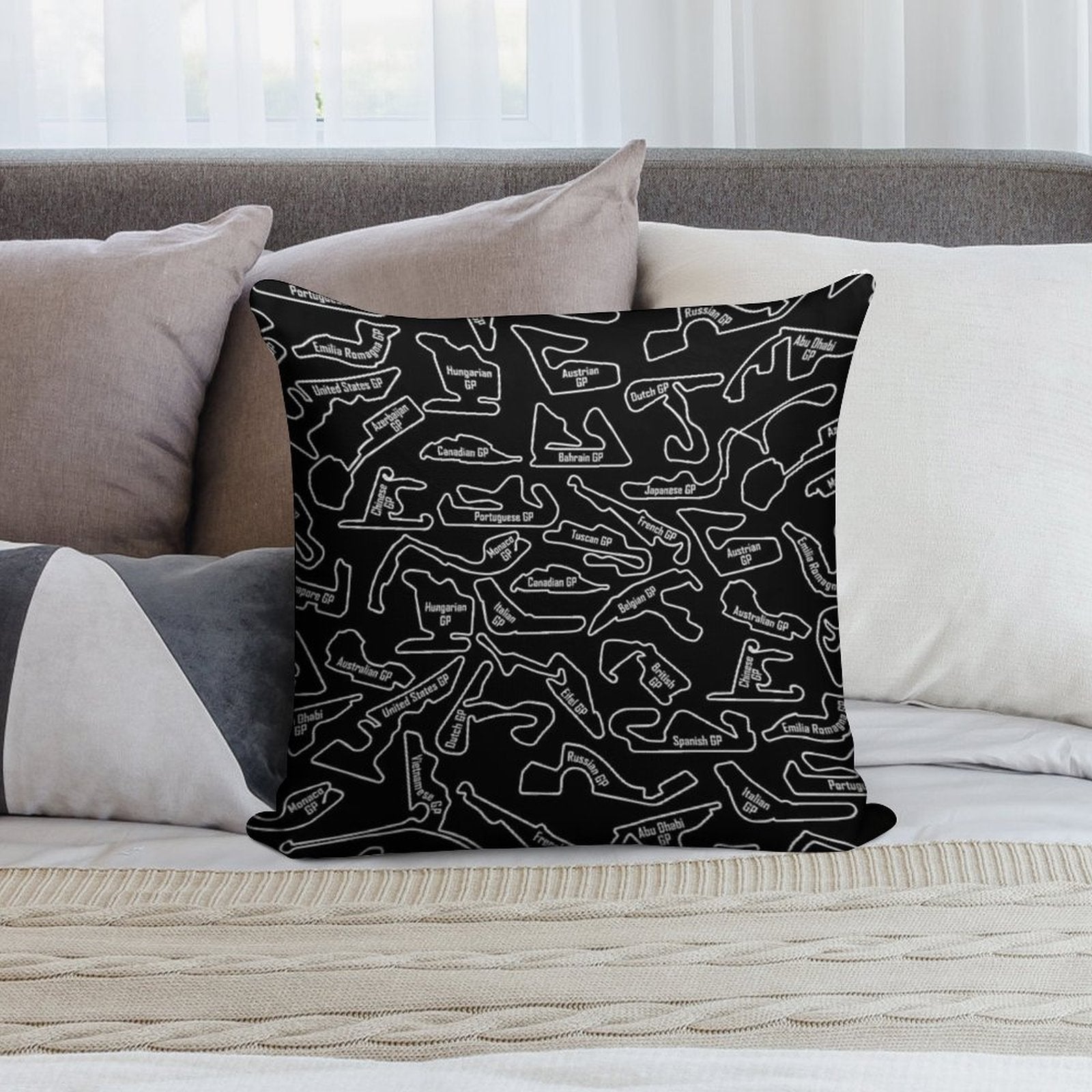 Race Circuits - Pattern Soft Shrink-Resistant Throw Pillow