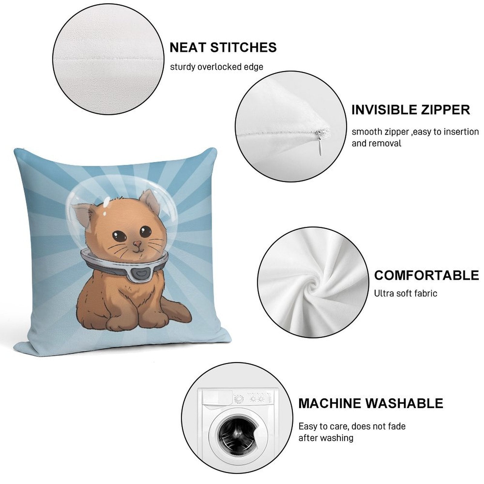 Keep Calm Kitty Soft Reinforced Edging Throw Pillow