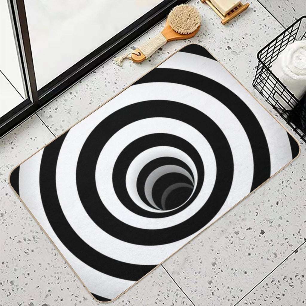 Optical Illusion Black Hole Lines (BlackWhite)  Long-Lasting Bath Mat