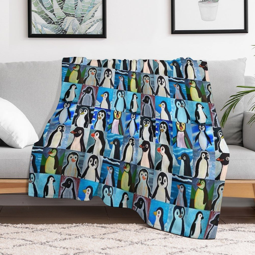 Penguins (Tiled Pattern) Velvety-soft Throw Blanket
