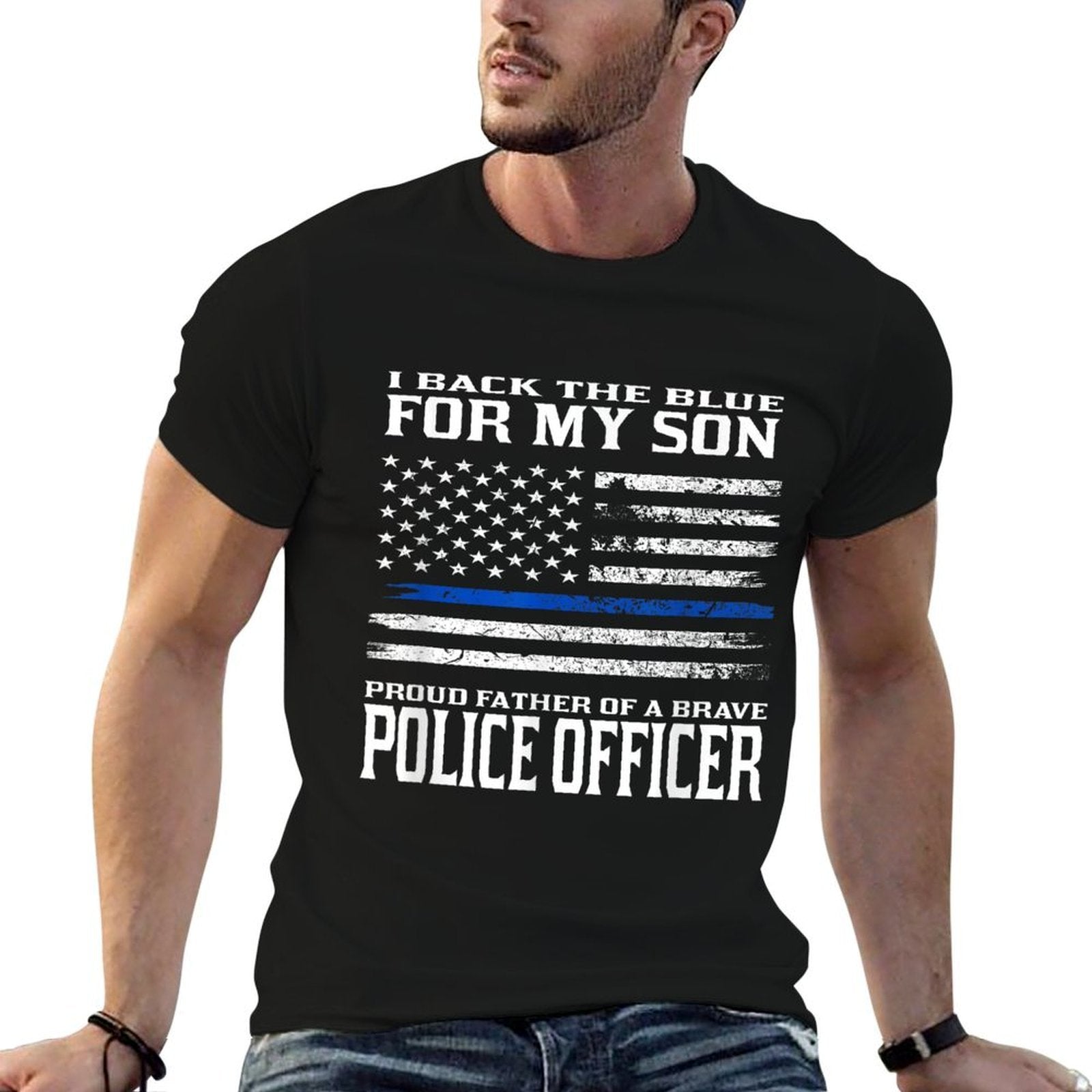 Thin Blue Line - Proud Father Of Police Officer Son  Lightweight T-Shirt