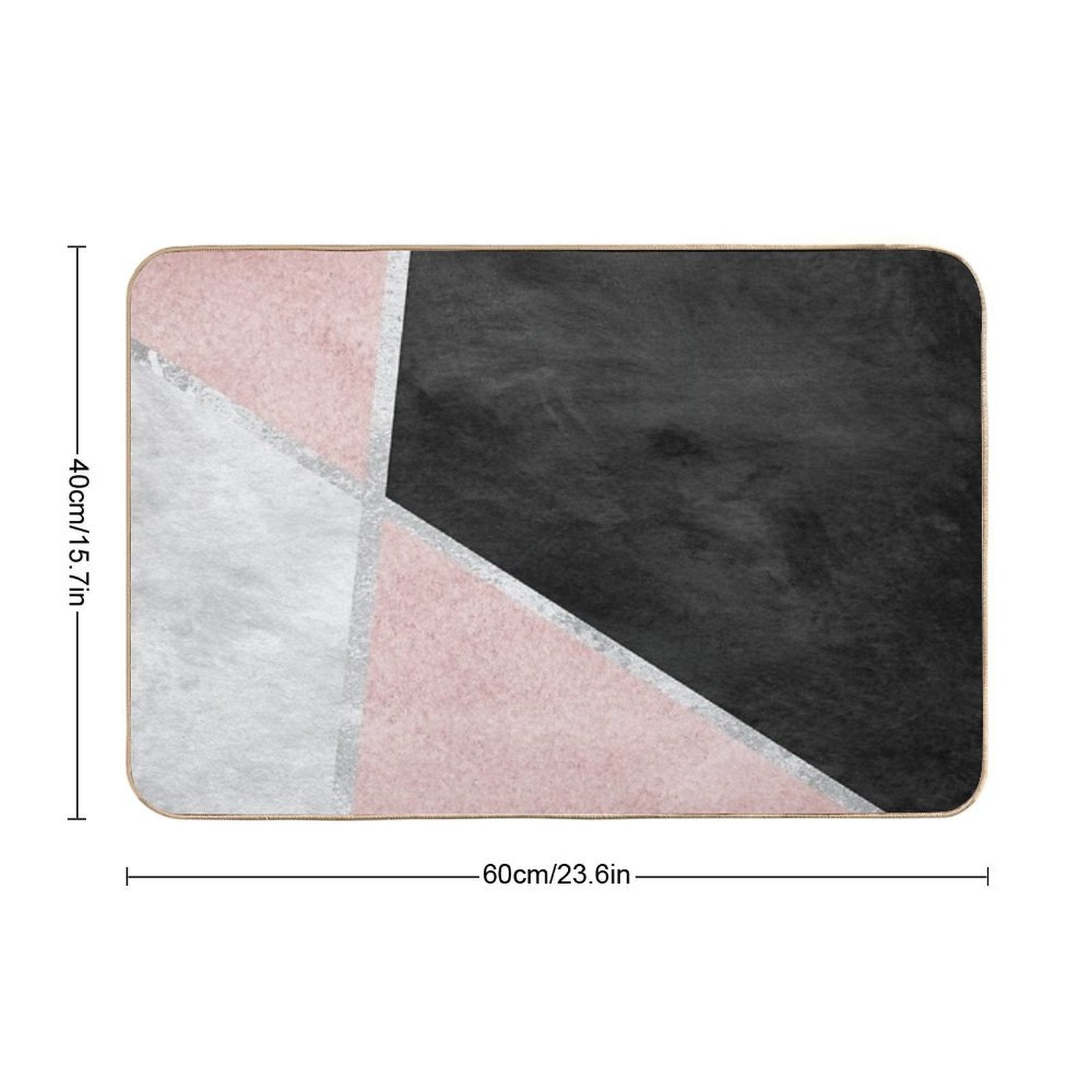Pink, Silver And Black Geometric Design  Slip-Resistant Bath Mat