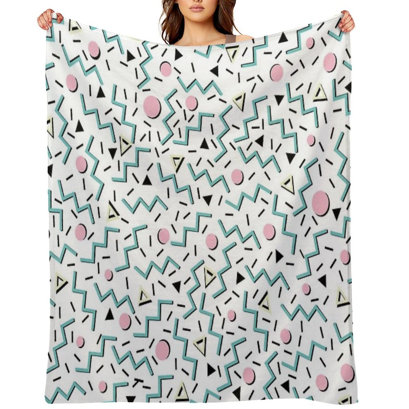 Back to The 80's Eighties, Funky Memphis Pattern Design All-season Throw Blanket