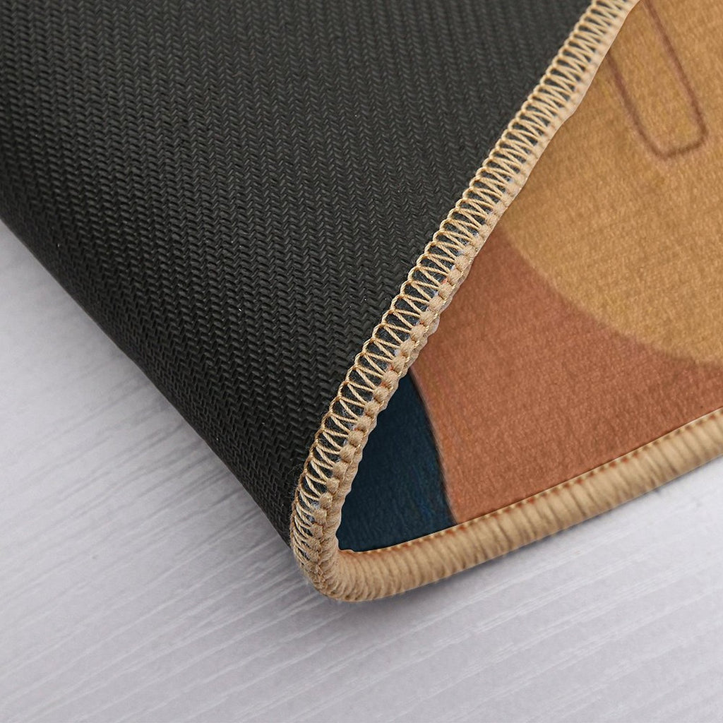 Abstract - Go with The Flow 2 in Navy And Ochre  Toxin-Free Bath Mat