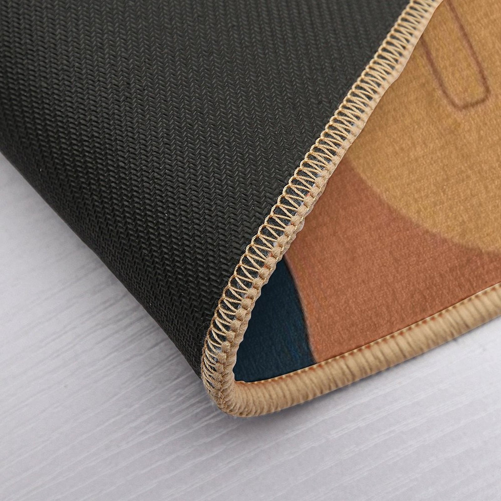 Abstract - Go with The Flow 2 in Navy And Ochre  Toxin-Free Bath Mat