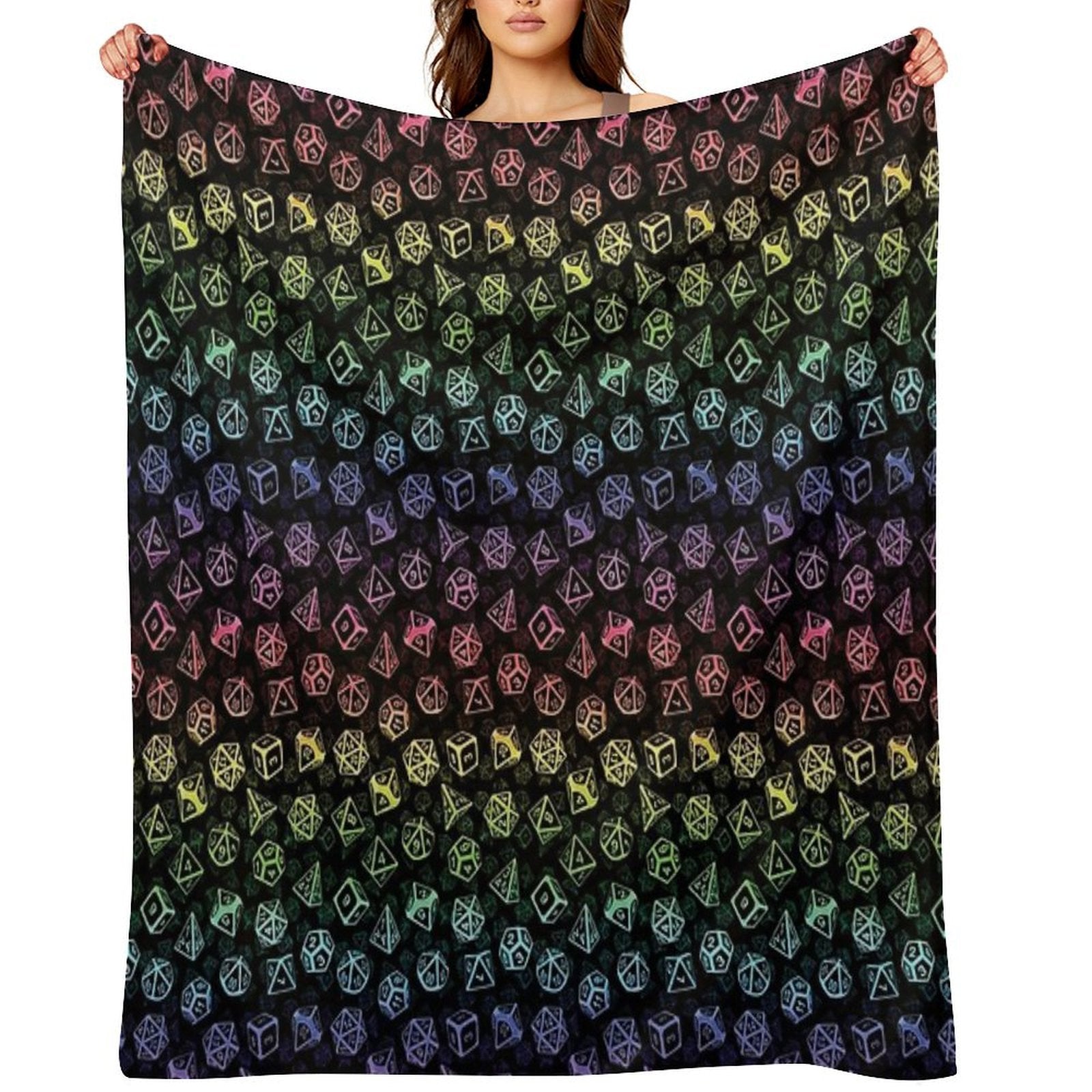 D20 Dice Set Pattern (Rainbow) Versatility Throw Blanket