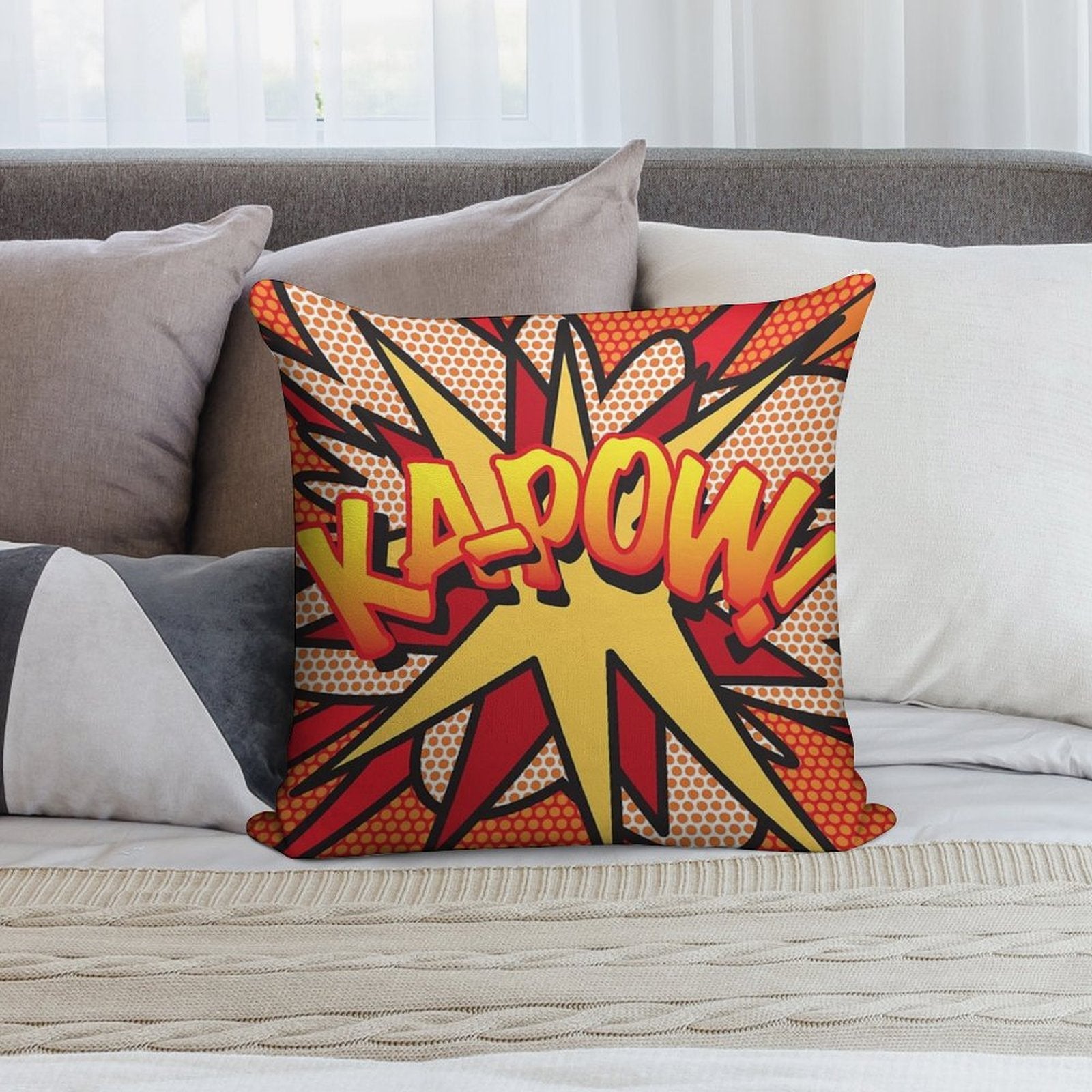 KA-POW Comic Book Pop Art Cool Fun Soft Warmth Comfort Throw Pillow
