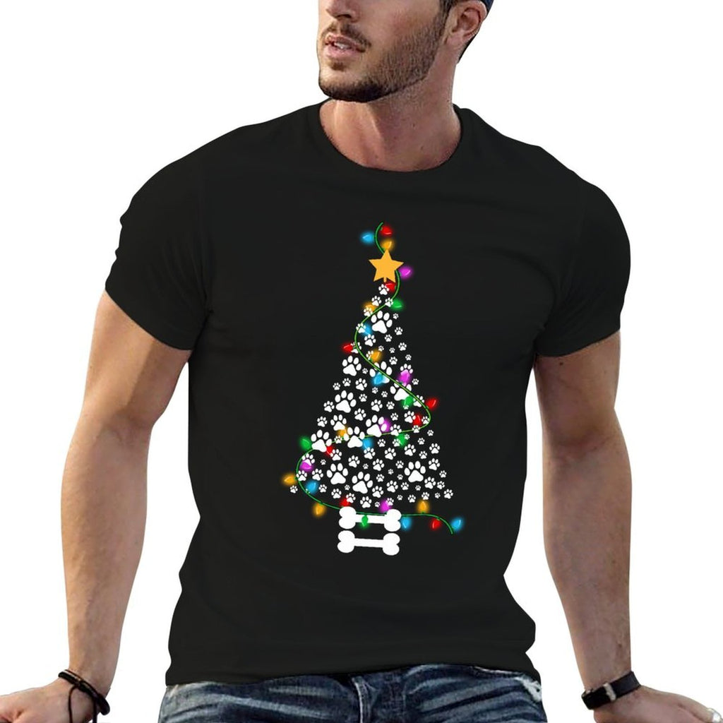 Dog Paw Christmas Tree Lights Funny Puppy Dog Lover Xmas  Affordable Price T-Shirt