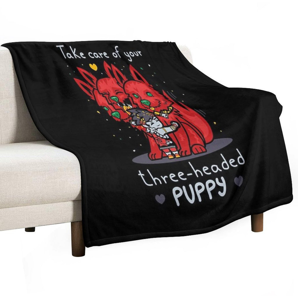 Three-headed Puppy Quick-dry Throw Blanket