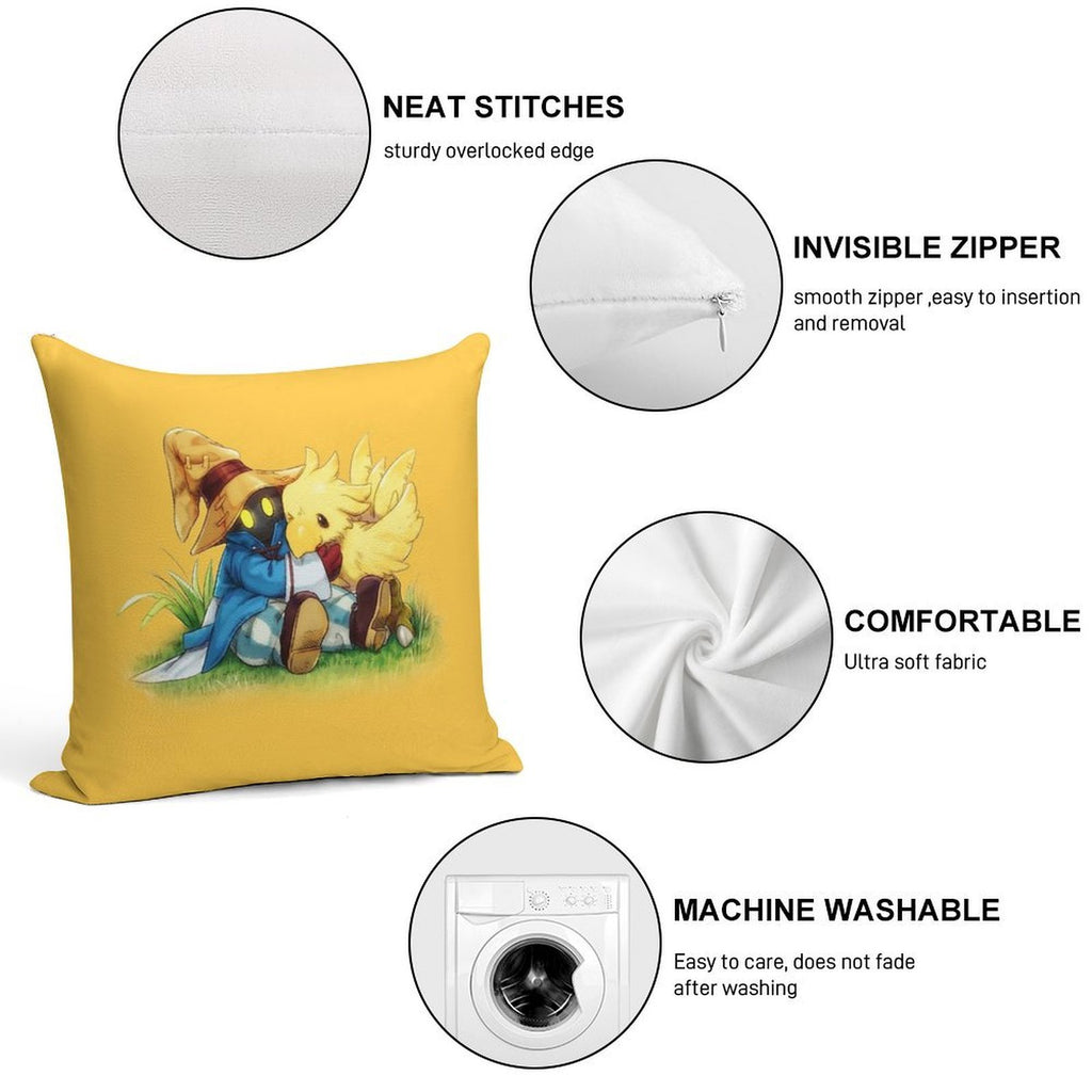 Chocobo & Vivi Final Fantasy 9 Soft Short Plush Fabric Throw Pillow
