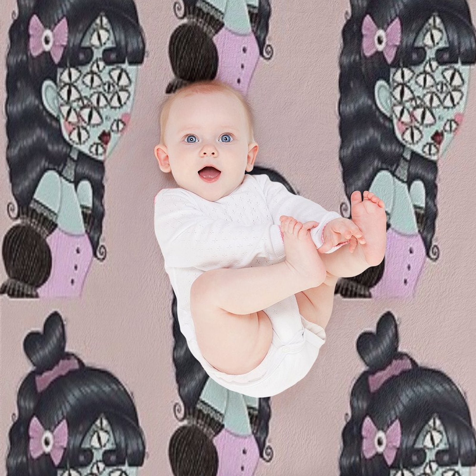 Pastel Goth Creature Illustration Easy Care Throw Blanket