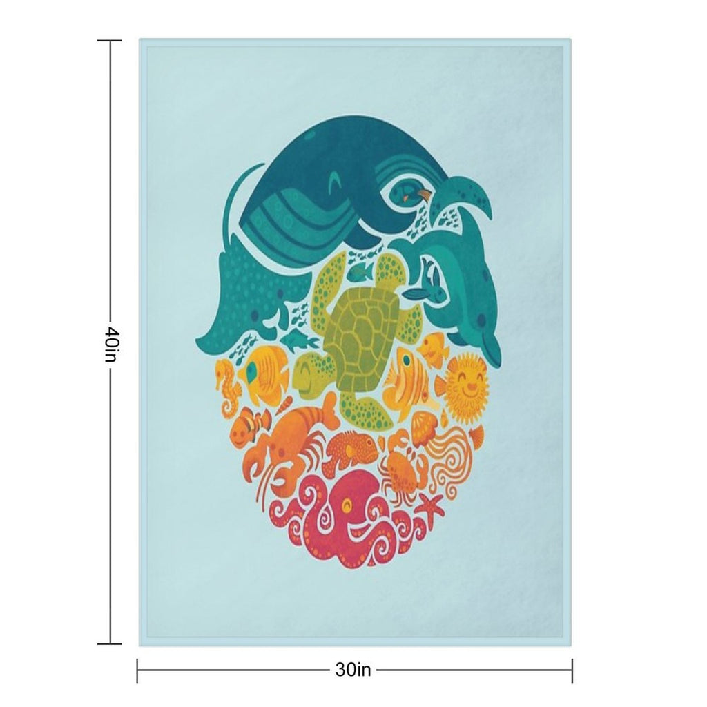 Aquatic Rainbow (light Blue) Easy Care Throw Blanket