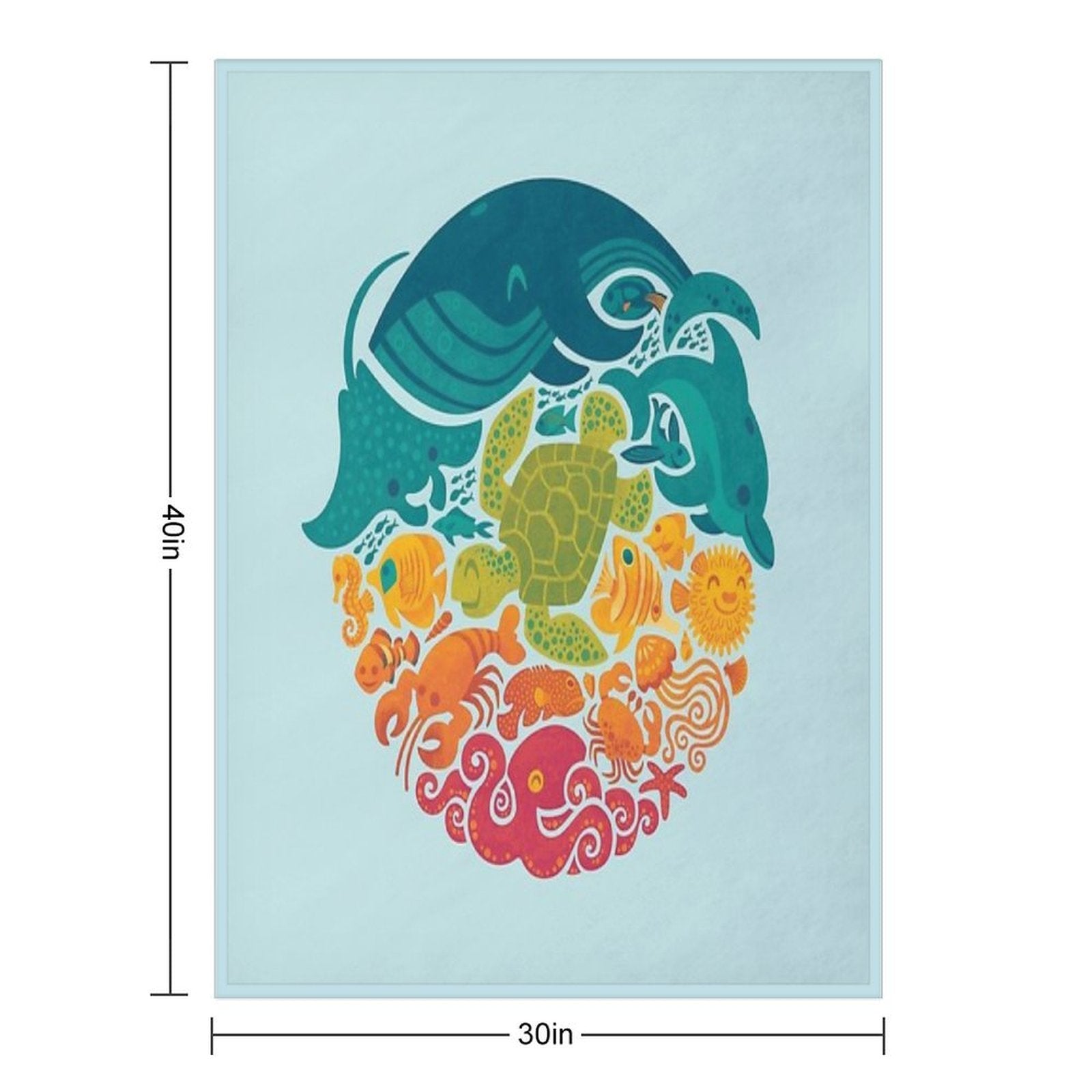 Aquatic Rainbow (light Blue) Easy Care Throw Blanket