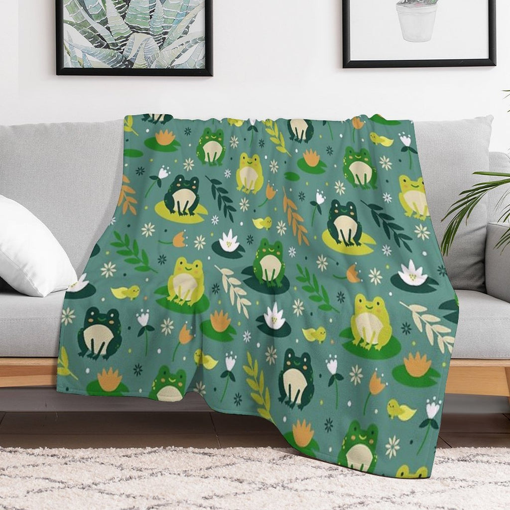 Cute Frogs Pattern Versatility Throw Blanket