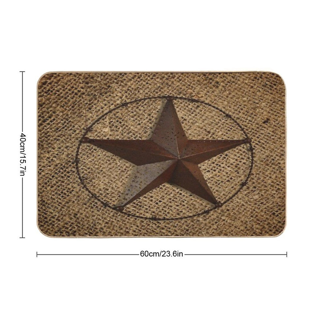 Rustic Western Country Burlap Star  Versatile Bath Mat