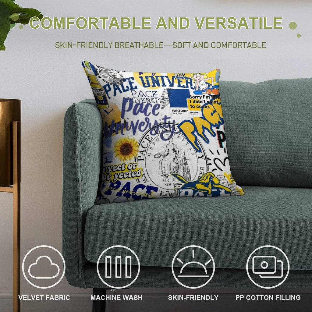 Pace University Collage Artwork Soft Luxury Feel Throw Pillow