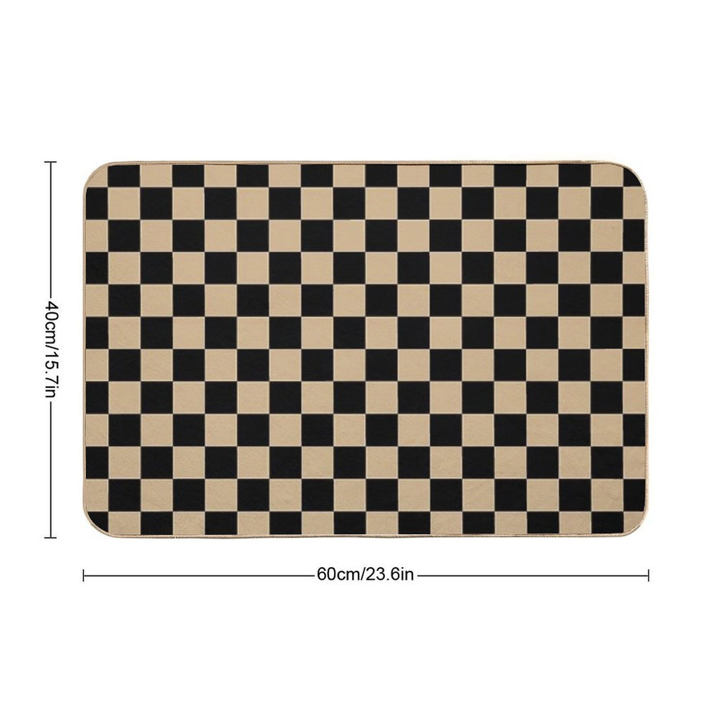Black And Tan Brown Checkerboard  Versatile Bath Mat